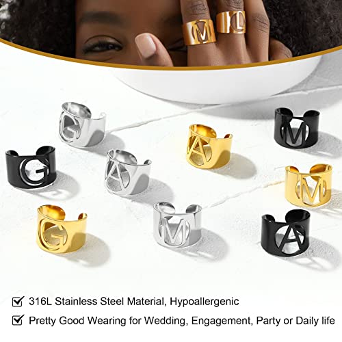 Juwelen goud vet eerste brief open ring Verstelbare, Vrouwen Verklaring Ringen Gepersonaliseerde Gegraveerde Signet Ring voor Dames voor Party 3