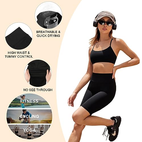 Vrouwen High Waist Sportbroek Butter Soft Tummy Control Fietsshorts Butt Lift Yoga Stretch Shorts for Sports Running Workout Gym Zwemmen,1 x Black,XL, 1pack_black 3