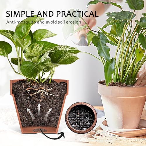 150 Stuks Bloempot Mesh Pads, Plastic Mesh Sheet, Ademende Plant Pot Bottom, Ronde Plant Potten, Pad, Tuinieren, Bloem Pot, Gat, Mesh Mat om bodemverlies Drainage Screens voorkomen (Zwart) 3