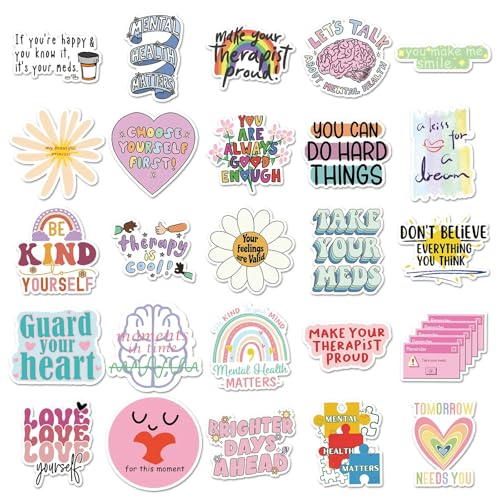 Geestelijke Gezondheid Stickers voor tieners en volwassenen, 100 stuks, Geestelijke Gezondheid, Waterdichte Vinyl Sticker Set, Auto, Motorfiets, Fiets, Skateboard, Snowboard, Bagage, Laptop koffer, Helm