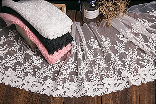 1 Yard Vintage geborduurde Kant Rand Decoratie Lint Decoratieve Tape Lace Stof voor het naaien van bruid Veilen Petticoats Trouwjurk bruidsdecoratie 32cm brede, een witte 3