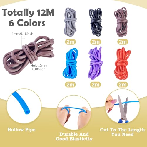 12m Holle Pijp Rubber Cord 4mm Stitch Holder Tube Cord Breien Kapper Cords voor sieraden maken armband ketting oorbellen DIY ambachten, Gat: 2mm 3