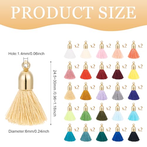 50 st. Mini Tassel Pedants 25 Kleuren Katoen Tassel Hangers met Plastic Zoek kleurrijke Tassel Hangers voor DIY oorbellen Ketting Gordijn Decoratie Sleutelhangers 4