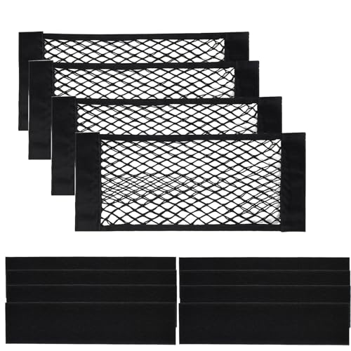 Verpakking van 4 auto-opslag Nettas met Elastische Sticker Trunk Opslag Net 40 x 25 cm Elastische opslag Net voor auto, Bagage, Klein voor commerciële voertuigen, Caravans
