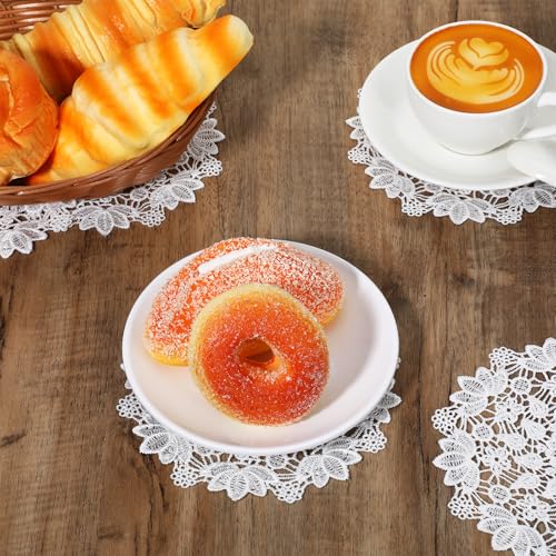 8 st Witte haak Doilies, 6.1 Inch Handgemaakte ronde Lace Doilies, Vintage katoen Placemats, Rustieke tafelmatten voor tafels, Keuken, Eetkamer, Partij, Bruiloft, Verjaardag 4