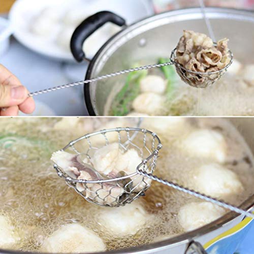 Spider Strainer Skimmer kit, Long Handle Colander, Mini Stainless Steel Wire Food Strainer Spoon Set, Fondue Strainer Stainless Steel Fondue Strainer 5
