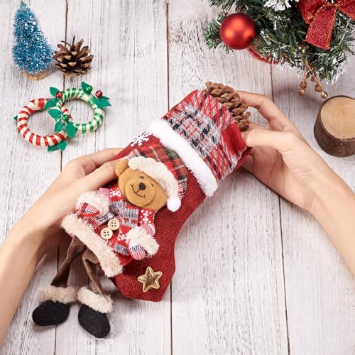 2 st Kerstmis Stocking Bags Leuke Mini Stocking Stoffen Tassen Beer Xmas Stocking Hangen Kerst stockings Mini Candy Storage Stocking Bags, Bear 5