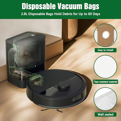 17 stuks accessoires set voor iRobot roomba max 705 vac/Plus 504 Vac Stofzuiger, Vervangingsdelen met 6 stofzakken, 4 filters, 4 zijborstels, 2 hoofdborstels, 1 reinigingsgereedschap 5