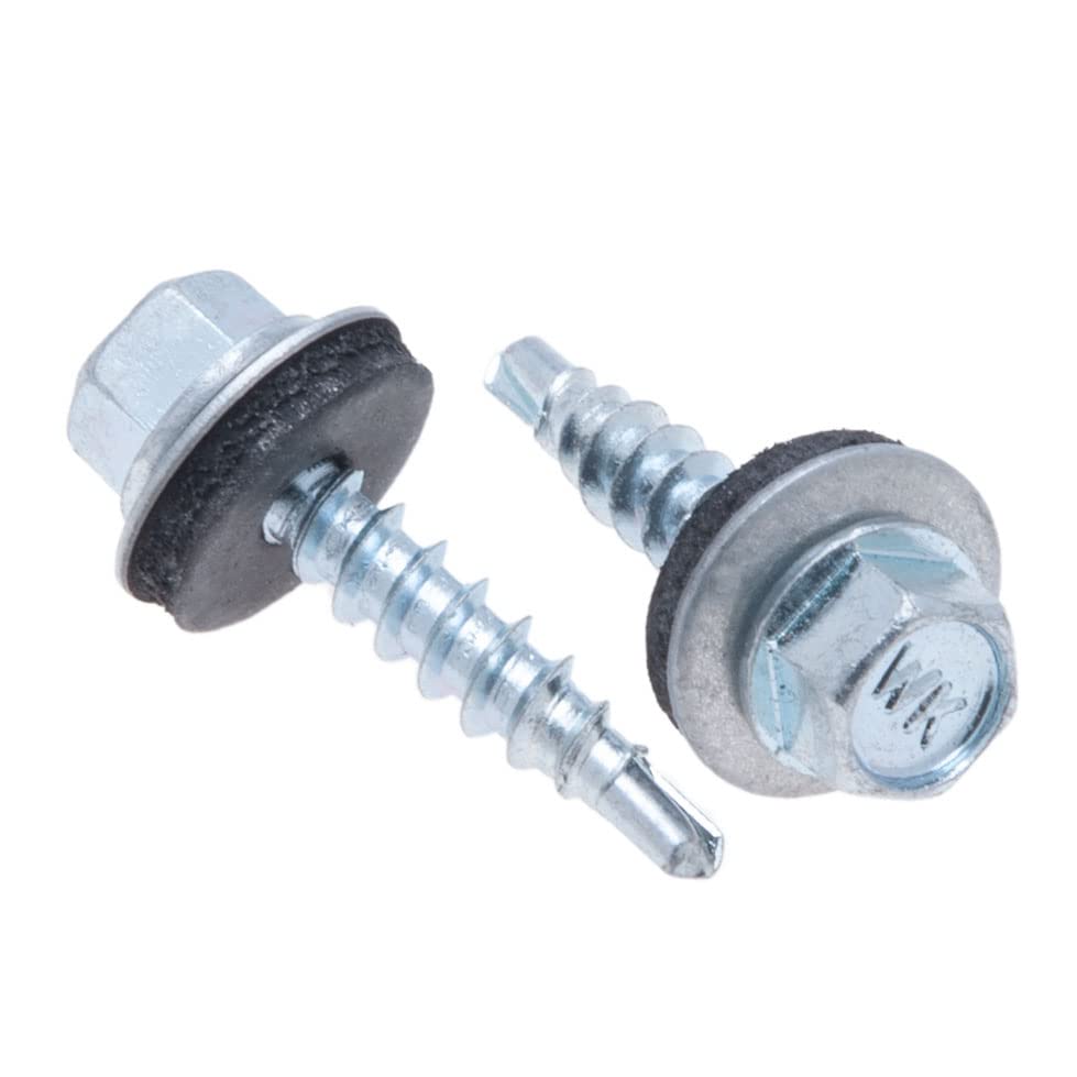 4.8mm x 70mm Dakschroeven, Hex zelfboren dakschroeven met rubberen afdichtingsring, Roestbestendig, weerbestendig, gegalvaniseerd, Coarse Wire, Cladding Schroef voor Tin Dak (50 stuks)