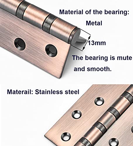 4st roestvrijstalen scharnieren, 100mm, deur scharnieren, deur scharnieren, fittingen, oud rood koper