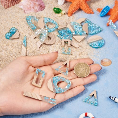 Hars Walnut houten bedeltjes voor oorbellen ketting hangers Hars Houten stukken Charm sieraden maken, Hars Hout, Hars 5