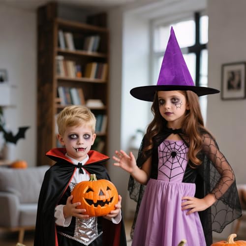 Witch Hat voor kinderen Cosplay Wizard Hat Decoratie Halloween Witch Hats Wizard Kostuum Halloween Party Accessoires (Paars) 5