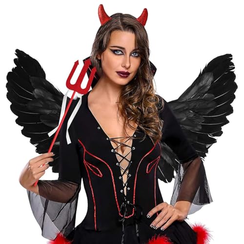 Glitter Devil Horns Hoofdband Rood Halloween Devil Ears Headband Tiefling Horns Cosplay Kostuum Accessoires voor vrouwen, mannen en meisjes, Fancy Dress Cosplay en Demon Devil Thema partijen 4