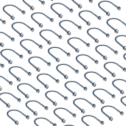 M8 U Bolt met Noten en Sluitringen, U-Shaped Ronde Bevestigingsmiddelen voor 33,7mm (1") Pijp Diameter, Gegalvaniseerd Staal U Bolt Tube Ondersteuning Ronde Bend Clamp (5 PCS) 4