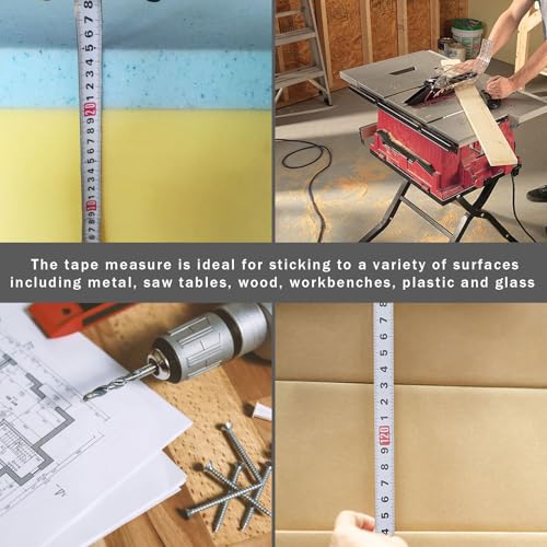 Verpakking van 2 tape maat zelfklevende 3 m zelfklevende koolstofstaal tape maatregel voor het meten van werkbanken, timmerwerk, tabellen (metrisch, 1 x links naar rechts, 1 x rechts naar links) 5