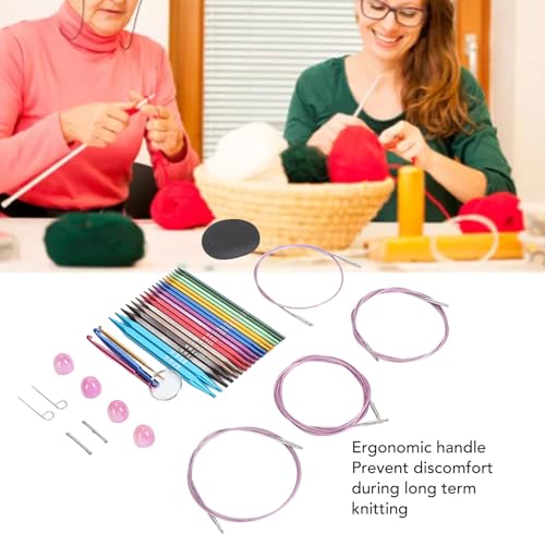 9 paar vierkante ronde breinaalden set flexibele kabels Eenvoudig aan te sluiten Heldere maat voor comfortabel breien de hele dag 3