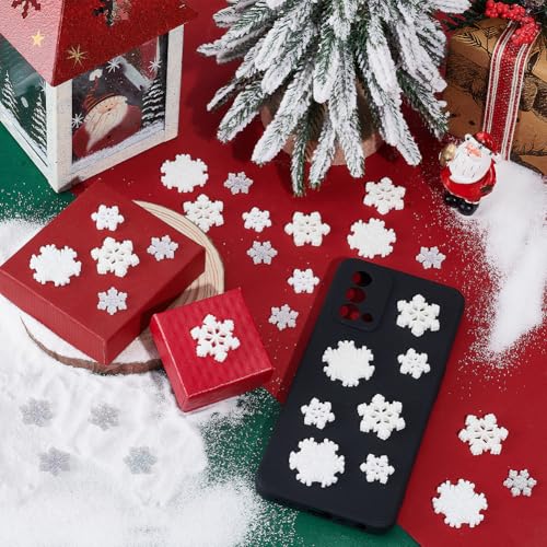 100 stuks 4 stillen mini sneeuwvlokken ornamenten, mini sneeuwvlokken kerstdecoraties hars kleine sneeuwvlokken voor ambachtelijke kerstverwerving winterfeest kerstboom decor 3