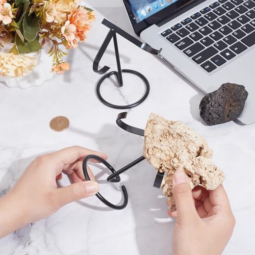 6 stuks metalen kristallen bolhouder, Iron Easel Stands houder Decoratieve Crystal Ball Stand voor Rocks Geodes hart stenen, zwart, 7,5 x 9,6 x 10,2 cm 3