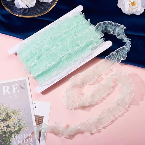 1-1/4x30m Lace Ribbon for Crafts, Lace Edge, Vintage Ribbon, Stretch Ribbon, Ruffles, Lace Fabric Door de tuin, Elastische Band voor Naaien, Elastische Lint voor Bow Flower Wedding (Cyaan) 4