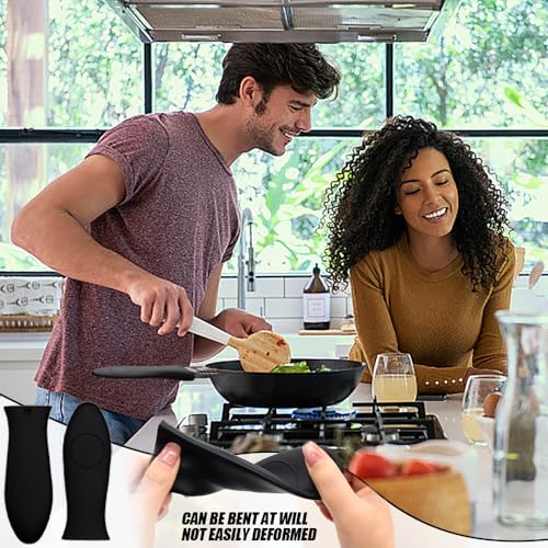 3Stuks Siliconen hete handgreep houder, anti-slip Pothouder hittebestendig Pot handvat Pan Mouwen hittebeschermer Cast Iron Skilet Handvat Hoes Veilig Rubber Grip Handle Dekking voor 4