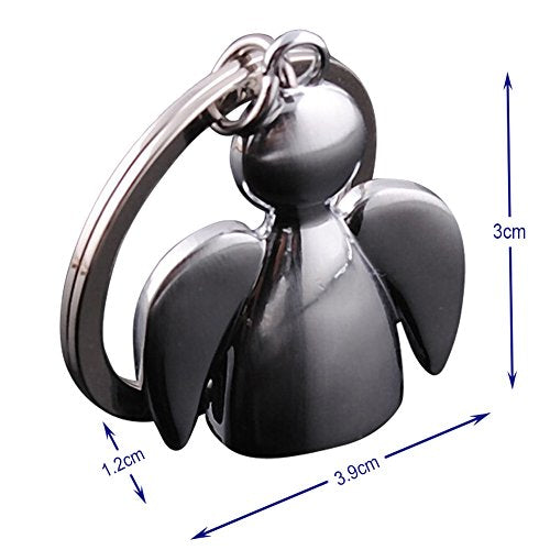 Guardian Angel sleutelhanger paar sleutelhangers met Organza Cadeautas - 4 Pack, zilveren afwerking