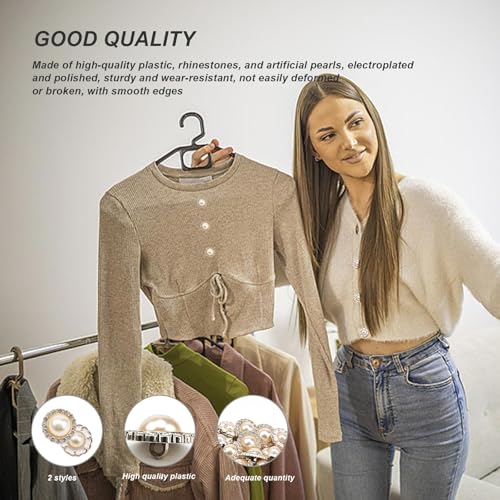 Gebreide jas, 30st 25mm Rhinestone Pearl Knoppen, Ronde Retro Faux Pearl Knoppen, 2 Styles Pearl Rhinestone Knoppen voor thuis, Kledingwinkel 3