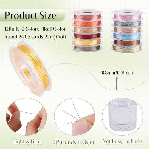 288,7 Yards 0.3mm Metallic Cords Assorted Color Tinsel Thread String Chinese knopen Cord Roll voor Home Decoratie Breien Kerst DIY Ornament Wrappen Verpakking Vrouwen Craft 4