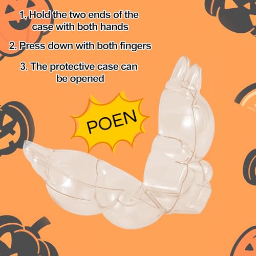 Poppen beschermhoes met ketting, duidelijke hoes voor zittende pluche poppen display geval pompoen stijl accessoires pluche speelgoed Transparante opslagzak voor verzamelaars 5