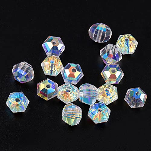 100 st Facet Parels, Glazen Parels, Glitter kralen, Check, Rond, Kleurrijk, Decoratie, Gepolijste kralen, DIY Glass, Crystal Kralen Kralen, Juwelen, Ambachten, Armband, Ketting, Accessoires, 8mm, Aarde kralen 4
