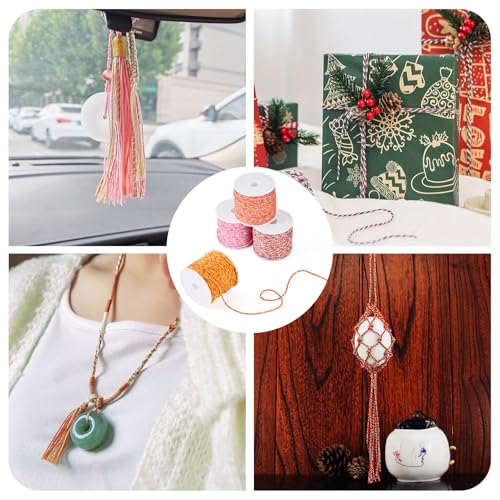 4 Rolls gevlochten katoenen koord oranje rode Macrame Wire 1.2mm Gedraaide kralen String voor ketting Chinese knopen Lanyard Tassel Wind Chime armband Crafting sieraden