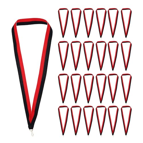 Award Neck Ribbons, 50 Pack Polyester Medal Lanyards met Snap Clip Blanc Award Ribbon voor wedstrijden Performance Sport Party, Black/Red