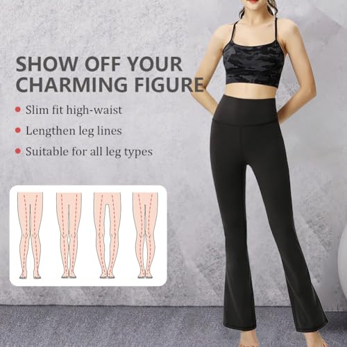 Bootcut Vrouwen Yoga Broeken, Stretch Bootleg Broeken, High Waist Flared Leggings met Pockets, Tummy Control, Werkbroeken voor Werk, Sport en Vrije tijd 4