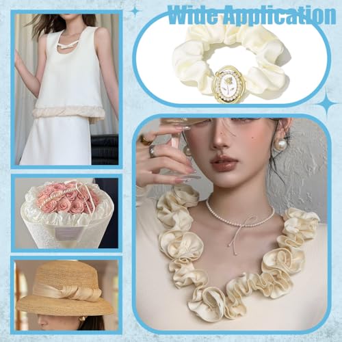 9 Yards Ruched Lace Trim, 30mm Brede Pleated Edge Trim Rouffles Wave Edge Ribbon voor het naaien van bruidsjurk Kleding Decoratie, Old Lace 5