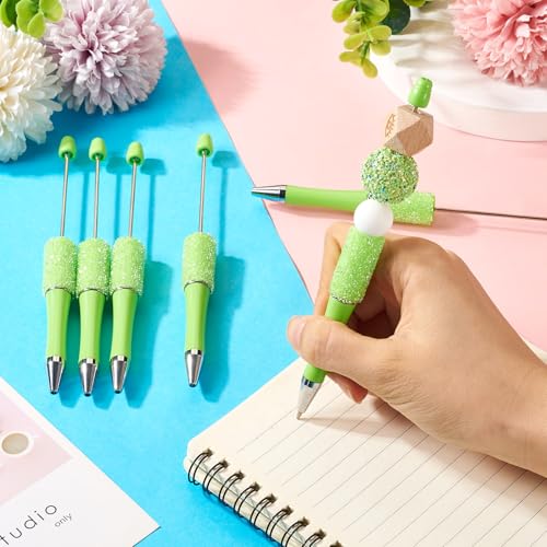 10 stuks kralen Pennen Bulk Bling Rhinestone kralen Pennen Diamond Crystal Shank Ballpoint Pennen voor Pen Decoraties School Office Craft Supplies, licht groen 5