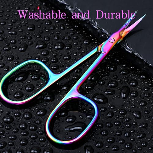 Gebogen cuticula schaar, Extra fijn gebogen cuticula schaar, Precisie wenkbrauw schaar, Manicure schaar, Professionele nagelschaar Gemaakt van roestvrij staal voor cuticula onderhoud (Kleurvol) 5