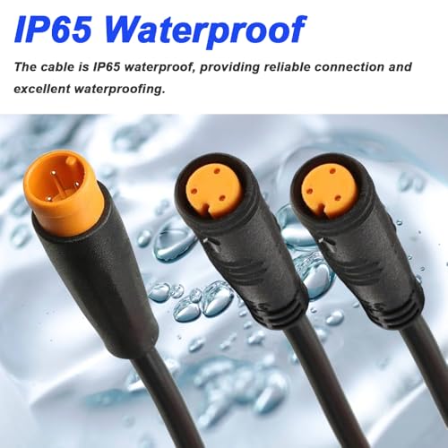 Ebike 3-Pin Y-Splitter Extension Cable, Waterproof Male to Double Female, 1 tot 2 Elctric Fietskoord voor E-Bike Licht, Gear Sensor en Remmen in E-Bike Modification Kit (Terug van 2) 5