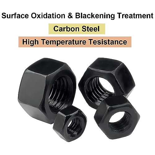 20 stuks Hex Noten M6, Black Carbon Steel Nuts, Nut Fastener voor de bouw en industriële bevestigingsmiddelen 3