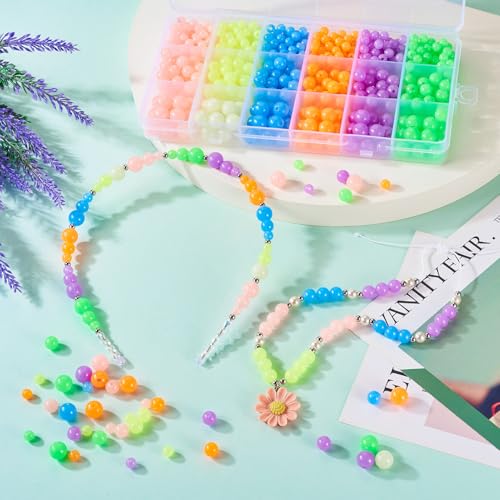 702 st. Glow in de donkere ronde kralen kleurrijke lichtgevende kraal Gumball Acryl Spacer 6/8/10mm kralen Bulk voor ketting oorbellen DIY sieraden armband ornament sleutelhanger 3