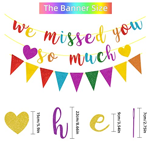 We misten je zo veel Banner met Driehoek vlag Kleurrijke Glitter Papier Welkom Home Banner Welkom Garland Welkom Decoratie voor Home Party Start School pensioen Decoratie 3