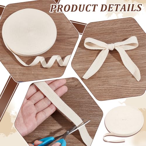 50m/rol 15mm brede haringbone katoenen webbing, katoen Twill tape, platte katoenen haringbone koorden voor het breien, naaien DIY ambachten, wit 5