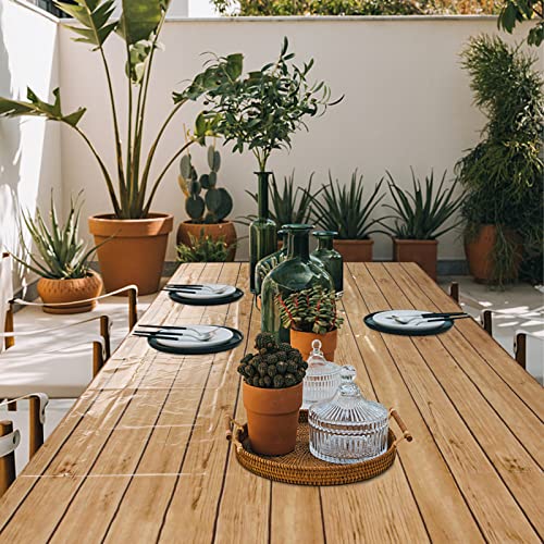 2 stuks 130x220cm Tafelkleed Hout Bruin Wasbare Tafellakens Waterafstotend Vintage Tafelkleed voor Rustieke Feest Verjaardag Bruiloft Backdrop Garden BBQ Outdoor Tafelkleed Etc (Dikte: 0.02mm) 4