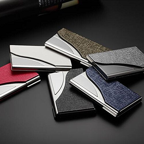 Doobeit metalen geval PU lederen visitekaartjes en roestvrij staal Business Card / Business Card houder voor mannen en vrouwen, zwart, Classic 4