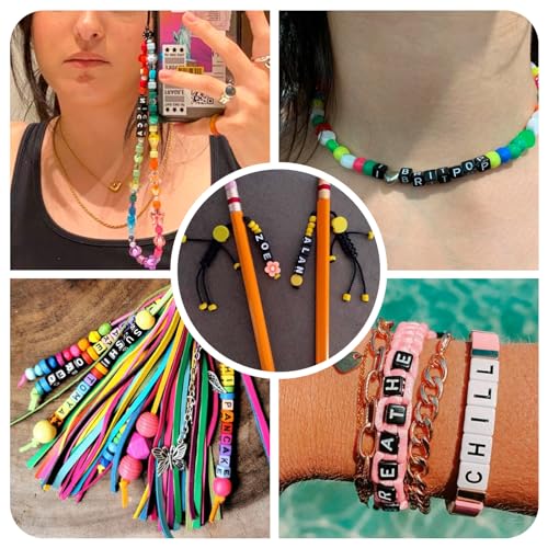 500 st Kubus brief kralen voor het maken van armbanden Alfabet Clinker acryl kralen 6mm zwart A E I O U kralen Bulk voor telefoon Lanyard sleutelhanger sieraden ketting accessoire 3