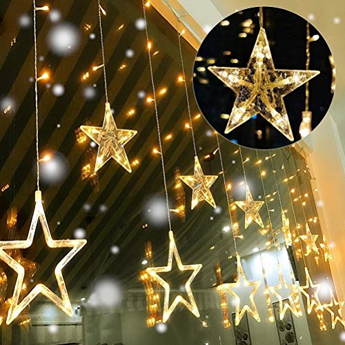 Curtain Light Star Moon Window Lights Home Decoratie String verlichting voor slaapkamer woonkamer (Warm White 3,5m USB afstandsbediening) 4
