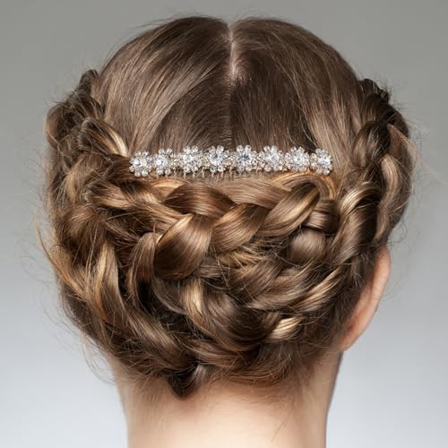 Set van 4 Zij-Rijnsteen Kammen, Crystal Flower Haar Klips voor Vrouwen, Haar Accessoires voor Bruid, Bruiloft, Hoge kwaliteit Legering sieraden Combs voor speciale gelegenheden (Zilver 5