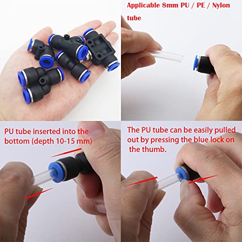 Pneumatische fittingen, 16 st Air Push Quick Fittings Kit, Quick Release Air Slang Connector, voor 8mm PU/PE/Nylon Tube Pipe (Y+T+L+I Type+Pipe Throttle Combo) 3