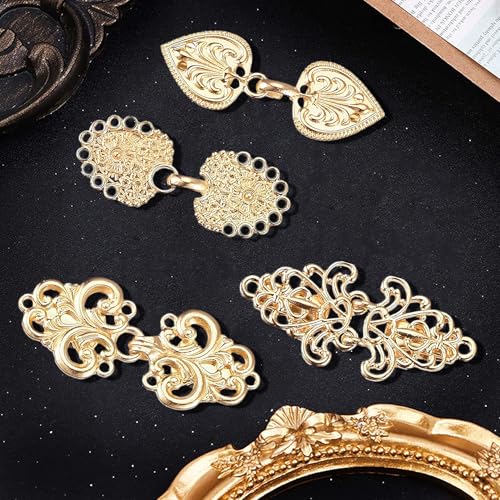 4 Pieces Kleding Clips Vintage Cardigan Clip Metal Knit Brooch Gold voor kleding Pullover Swirl Clip Gold Vintage Sjaal Collar Sluiting Dress Shirt Button Clip voor meisjes Vrouwen 4