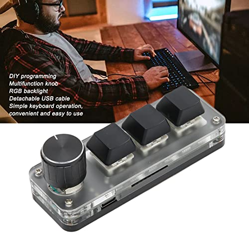 OSU Keyboard Gaming Keyboard, 3 Key Hot Swap Spel Toetsenborden USB RGB mechanisch toetsenbord met 3 programmeerbare toetsen voor doe-het-zelf Programmeren van gaming