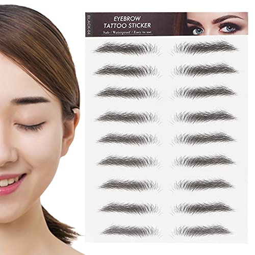 6D Eyebrow Tattoo Sticker Professional Waterproof Eyebrow Transfer Sticker Eyebrow Makeup Tool voor vrouwen en meisjes (zwart)(BLACK-04) 4