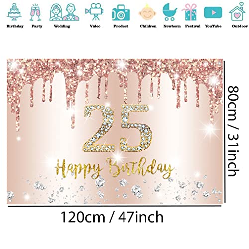 25e verjaardag decoratie vrouwen decoratie roos goud glitter vlekken stof schild sticker,25e verjaardag achtergrond banner vrouw 25e verjaardag feest decoratie